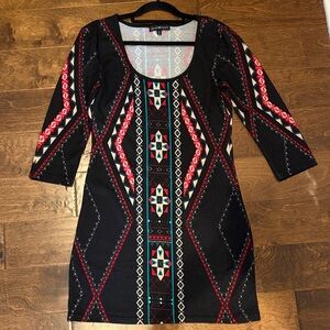 Derek Heart Black and Red Geometric Dress